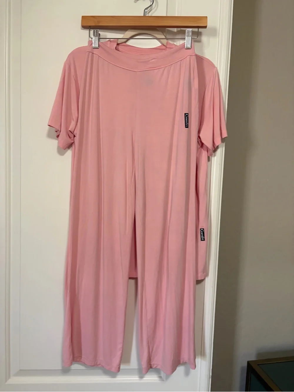 🎀Comfrt Cloud Loungwear Baby Pink Wide-Leg Lounge Pants & S/S Tee Set🎀